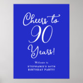 Royal Blue Proost op 90 jaar Verjaardag Welkom Poster (Voorkant)