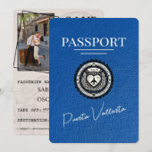 Royal Blue Puerta Vallarta Passport Save The Date (Voorkant / Achterkant)