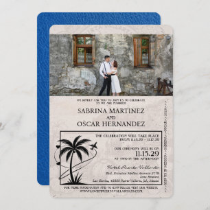 Royal Blue Puerta Vallarta Passport Wedding Kaart