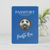 Royal Blue Puerto Rico Passport Save The Date (Staand voorkant)