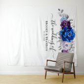 Royal Blue Purple Lilac Blooms Wedding Backdrop   Wandkleed (In Situ (horizontaal))