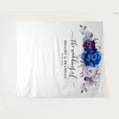 Royal Blue Purple Lilac Blooms Wedding Backdrop   Wandkleed (Voorkant (horizontaal))