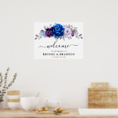 Royal Blue Purple Navy Lilac Bloom Wedding Welcome Poster (Keuken)