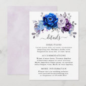 Royal Blue Purple Navy Lilac Blooms Wedding Detail Informatiekaartje (Voorkant / Achterkant)