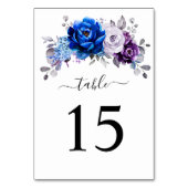 Royal Blue Purple Navy Lilac Blooms Wedding Kaart (Achterkant)