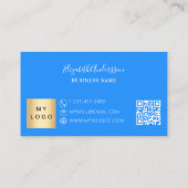 Royal blue qr code business logo klantenkaartje (Achterkant)