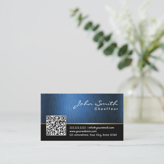Royal Blue QR code Chauffeur Visitekaartje (Staand voorkant)