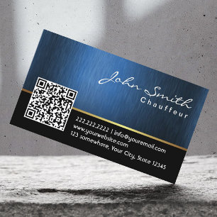 Royal Blue QR code Chauffeur Visitekaartje