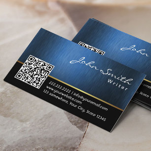 Royal Blue QR Code Writer Visitekaartje