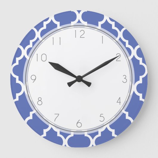 Royal Blue Quatrefoil Pattern Grote Klok (Voorkant)