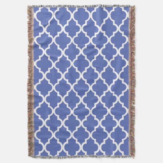 Royal Blue Quatrefoil Tegels Pattern Deken (Voorkant Verticaal)