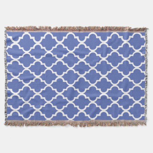 Royal Blue Quatrefoil Tegels Pattern Deken (Voorkant)