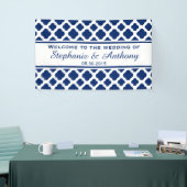 Royal Blue Quatrefoil Weddenschap Welkom Spandoek (Beurs)
