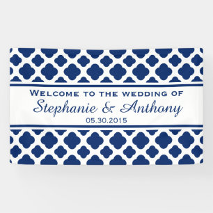 Royal Blue Quatrefoil Weddenschap Welkom Spandoek