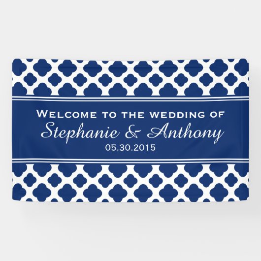 Royal Blue Quatrefoil Wedding Spandoek (Horizontaal)