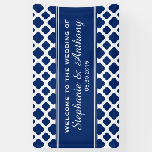 Royal Blue Quatrefoil Wedding Spandoek (Verticaal)