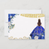 Royal Blue Quinceañera 15 Anos RSVP-kaart Bedankkaart (Achterkant)