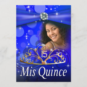 Royal Blue Quinceanera 15 Princess Tiara Foto Kaart
