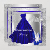 Royal Blue Quinceanera 15e Elite Elegant party Kaart (Voorkant / Achterkant)