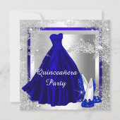 Royal Blue Quinceanera 15e Elite Elegant party Kaart (Voorkant)