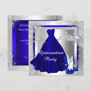 Royal Blue Quinceanera 15e Elite Elegant party Kaart