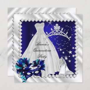 Royal Blue Quinceanera 15e Masquerade Party Kaart