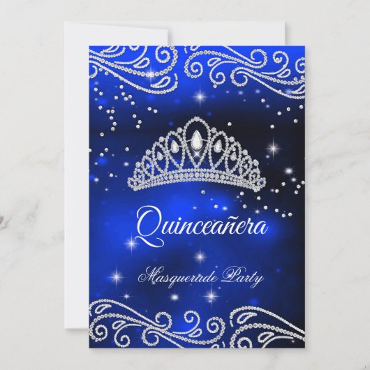 Royal Blue Quinceanera 15th Birthday Kaart (Voorkant)