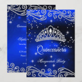 Royal Blue Quinceanera 15th Birthday Kaart (Voorkant / Achterkant)