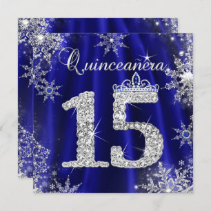 Royal Blue Quinceanera 15th Elite Elegant Birthday Kaart