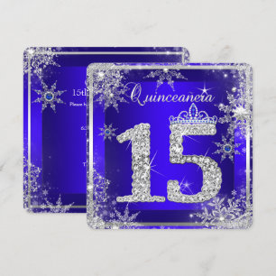 Royal Blue Quinceanera 15th Elite Elegant Birthday Kaart