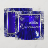 Royal Blue Quinceanera 15th Elite Elegant Birthday Kaart (Voorkant / Achterkant)