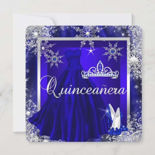 Royal Blue Quinceanera 15th Elite Elegant Birthday Kaart (Voorkant)