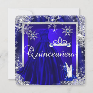 Royal Blue Quinceanera 15th Elite Elegant Birthday Kaart