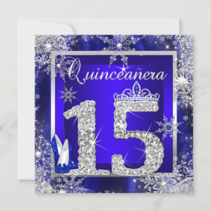 Royal Blue Quinceanera 15th Elite Elegant Birthday Kaart