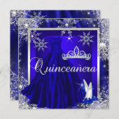 Royal Blue Quinceanera 15th Elite Elegant Birthday Kaart (Voorkant / Achterkant)