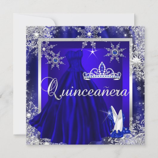 Royal Blue Quinceanera 15th Elite Elegant Birthday Kaart (Voorkant)