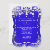Royal Blue Quinceanera 15th Winter Wonderland Kaart (Achterkant)