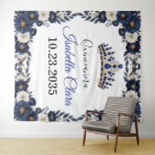 Royal Blue Quinceanera Backdrop Tapestry Wandkleed (In Situ (horizontaal))
