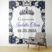 Royal Blue Quinceanera Backdrop Tapestry Wandkleed (In situ)