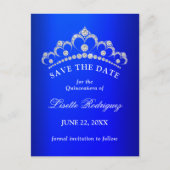 Royal Blue Quinceanera bewaar de datum Briefkaart (Voorkant)