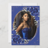 Royal Blue Quinceañera Bloemenvlinder Foto Kaart (Achterkant)