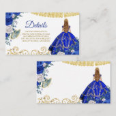 Royal Blue Quinceañera Detail Kaart (Voorkant / Achterkant)