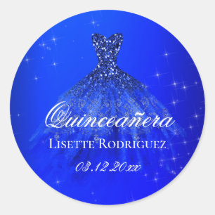 Royal Blue Quinceanera Dress Ronde Sticker