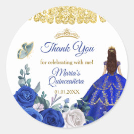 Royal Blue Quinceañera Favor Bedankt Cadeau Label