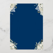 Royal Blue Quinceañera Floral Gold Folie Uitnodiging (Achterkant)