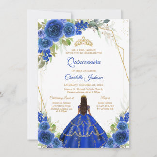 Royal Blue Quinceanera Invitation Kaart