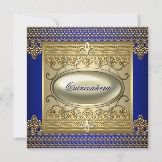 Royal Blue Quinceanera Kaart (Voorkant)