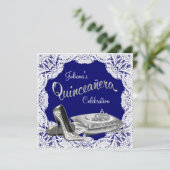 Royal Blue Quinceanera Kaart (Staand voorkant)
