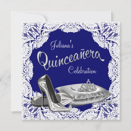 Royal Blue Quinceanera Kaart (Voorkant)