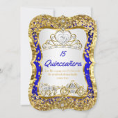 Royal Blue Quinceanera Magical Tiara Gold Kaart (Voorkant)